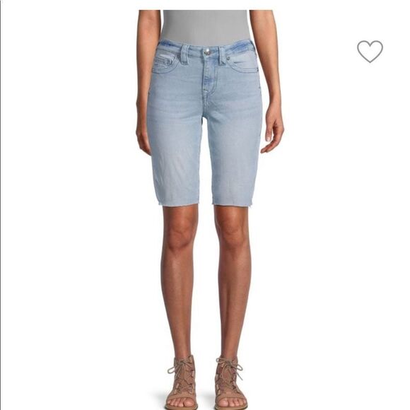 True Religion Riley Cut Off Bermuda Denim Long Jean Shorts Jort 27 4 - Picture 1 of 8